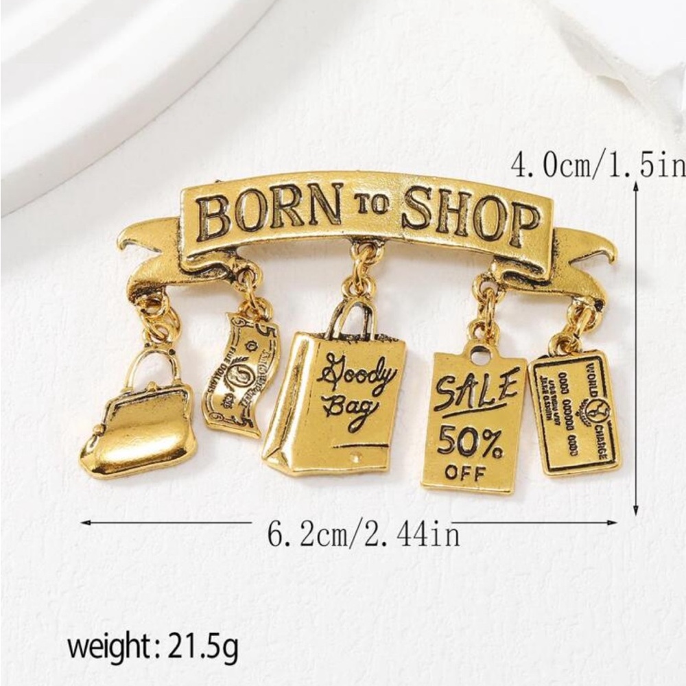 Bag & Letter Design Brooch - Picture 5 of 5